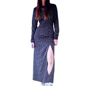 Urban Outfitters Gangela Spot Print Witchy Black & White Open Leg Maxi Dress M